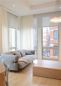 motorized shades in a sleek Manhattan apartment