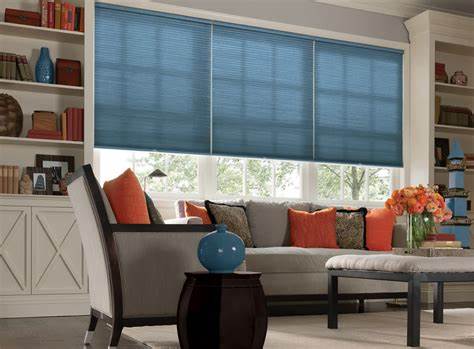 Cellular shades in a living room