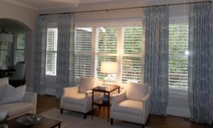 White shutters in a sitting area